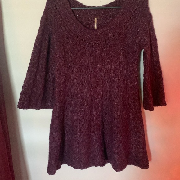 Free People wool blend cable knit mini sweater dress in size smalll - Picture 3 of 7
